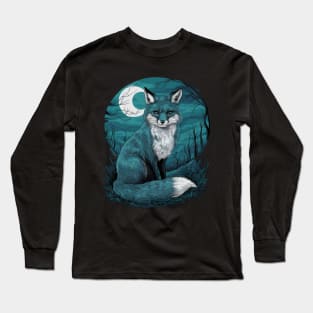 Gloomy Fox Japanese Art Print Long Sleeve T-Shirt